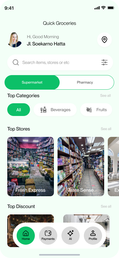 VEVGO app — Groceries