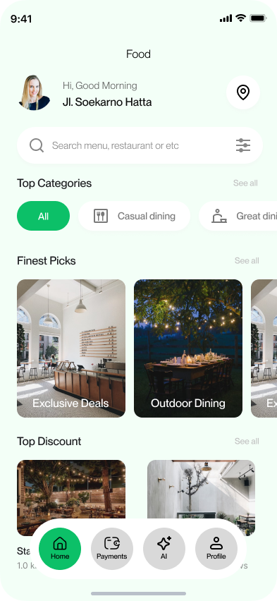 VEVGO app — Food